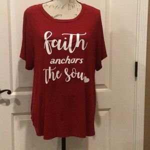 2XL Top Girl LA Red Light weight Asymmetrical T-shirt.